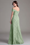 Eucalyptus A Line Off The Shoulder Ruched Maxi Dress