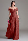 Eucalyptus A Line Off The Shoulder Ruched Maxi Dress