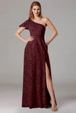 Sage A Line One Shoulder Maxi Dress With Slit