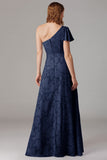 Sage A Line One Shoulder Maxi Dress With Slit