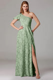Sage A Line One Shoulder Maxi Dress With Slit