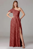 Sage A Line One Shoulder Maxi Dress With Slit