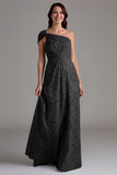 Eucalyptus One Shoulder A Line Ruched Maxi Dress