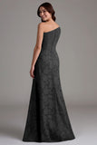 Eucalyptus One Shoulder A Line Ruched Maxi Dress