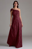Eucalyptus One Shoulder A Line Ruched Maxi Dress