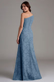 Eucalyptus One Shoulder A Line Ruched Maxi Dress