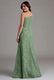 Eucalyptus One Shoulder A Line Ruched Maxi Dress