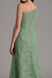 Eucalyptus One Shoulder A Line Ruched Maxi Dress