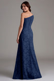 Eucalyptus One Shoulder A Line Ruched Maxi Dress