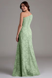 Eucalyptus One Shoulder A Line Ruched Maxi Dress