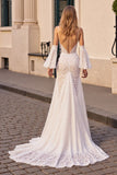 Mermaid Ivory Lace Detachable Wedding Dress With Slit