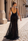 Black Appliqued Sheath Wedding Dress With Slit