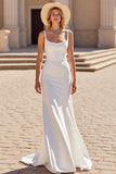Ivory Sheath Spaghetti Straps Boho Wedding Dress