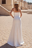 Ivory Sheath Spaghetti Straps Boho Wedding Dress