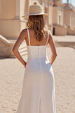 Ivory Sheath Spaghetti Straps Boho Wedding Dress