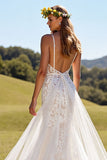 Lace Mermaid Ivory Spaghetti Straps Boho Wedding Dress