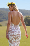 Mermaid Ivory Spaghetti Straps Wedding Dress With Lace