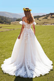 Corset Ivory Off The Shoulder A Line Wedding Dress With Appliques