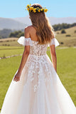 Corset Ivory Off The Shoulder A Line Wedding Dress With Appliques