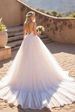 A line Spaghetti Straps Ivory Boho Wedding Dress