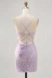 Lilac Sequin Bodycon Corset Homecoming Dress