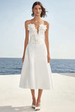 Strapless Ivory A Line Graduation Dress with 3D Flowers