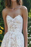 Strapless Lace Ivory A Line Graduation Dress
