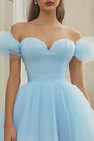 Sky Blue A Line Off The Shoulder Homecoming Dress