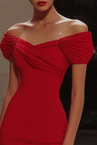 Red Off The Shoulder Bodycon Cocktail Dress