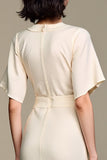 White A Line V Neck Long Wedding Guest Dress
