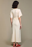 White A Line V Neck Long Wedding Guest Dress