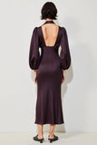 Dark Red Ruched Satin Sheath Wedding Guest Dress