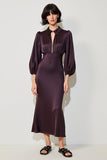 Dark Red Ruched Satin Sheath Wedding Guest Dress
