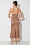 Desert Rose Halter Ruched Sheath Wedding Guest Dress