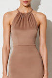 Desert Rose Halter Ruched Sheath Wedding Guest Dress