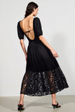 Black Scoop Neck A Line Wedding Guest Dress