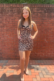 Leopard Corset Brown Strapless Homecoming Dress
