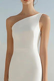 Ivory Mermaid One Shoulder Engagement Dress