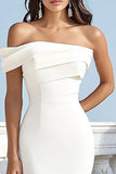 One Shoulder Mermaid Ivory Long Engagement Dress