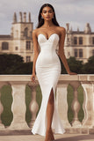 Strapless Ivory Mermaid Engagement Dress with Slit