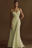 Strapless Ivory A Line Ruched Engagement Dress
