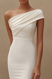 Ivory One Shoulder Mermaid Asymmetrical Engagement Dress