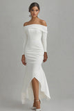 Mermaid High Low Off The Shoulder Ivory Engagement Dress