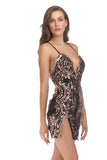 Sequin Black Tight Cocktail Dress with Slit