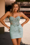 Grey Green Bodycon Corset Homecoming Dress with Sequins