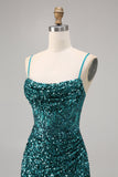 Sparkly Grey Blue Corset Homecoming Dress with Slit