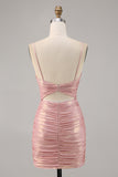 Blush Cut Out Ruched Bodycon Homecoming Dress