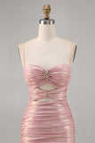 Blush Cut Out Ruched Bodycon Homecoming Dress