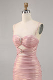 Blush Cut Out Ruched Bodycon Homecoming Dress