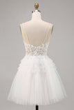 White A-Line Appliqued Tulle Homecoming Dress